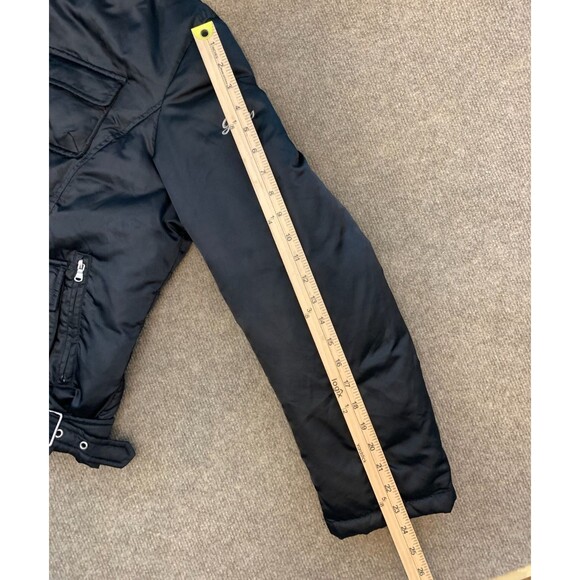 Guess Jacket Womens XL Down Feathers Vegan Fur Hooded Quilted Nylon Cargo Pocket - Picture 7 of 12